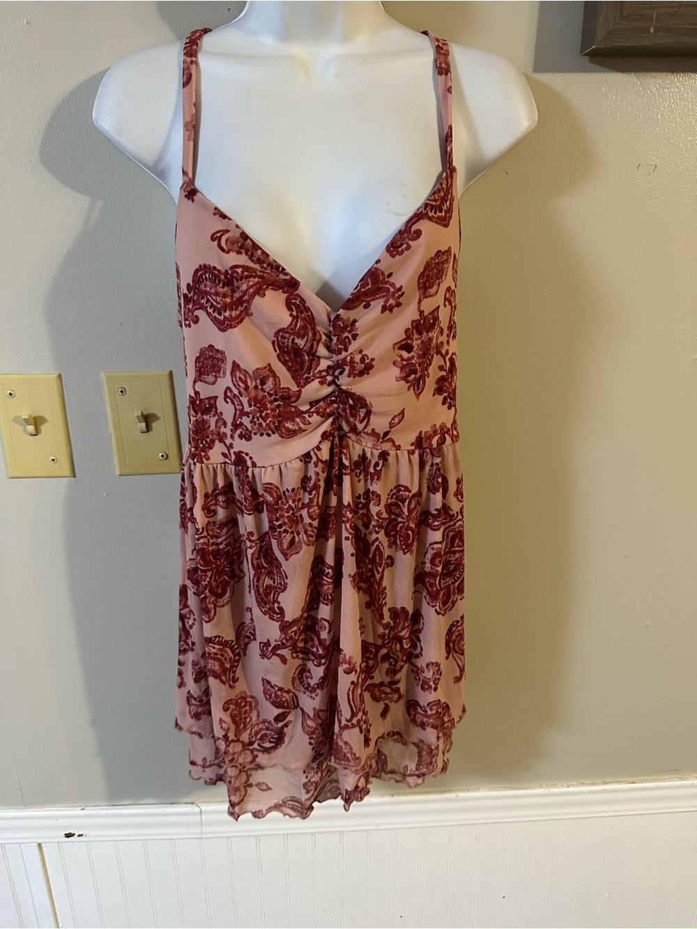torrid Pink Slip Dress with Burgundy Floral Print